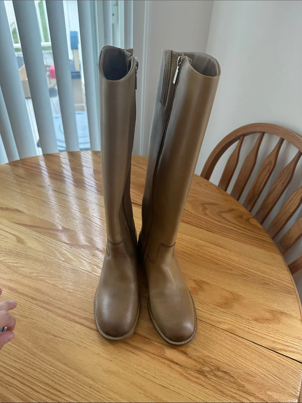 Blondo Tall Leather Riding Boots in Taupe